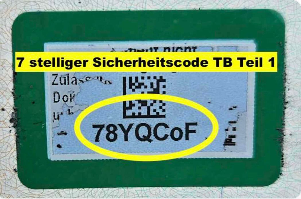 Sicherheitscode auf dem Fahrzeugschein (Teil I) freilegen